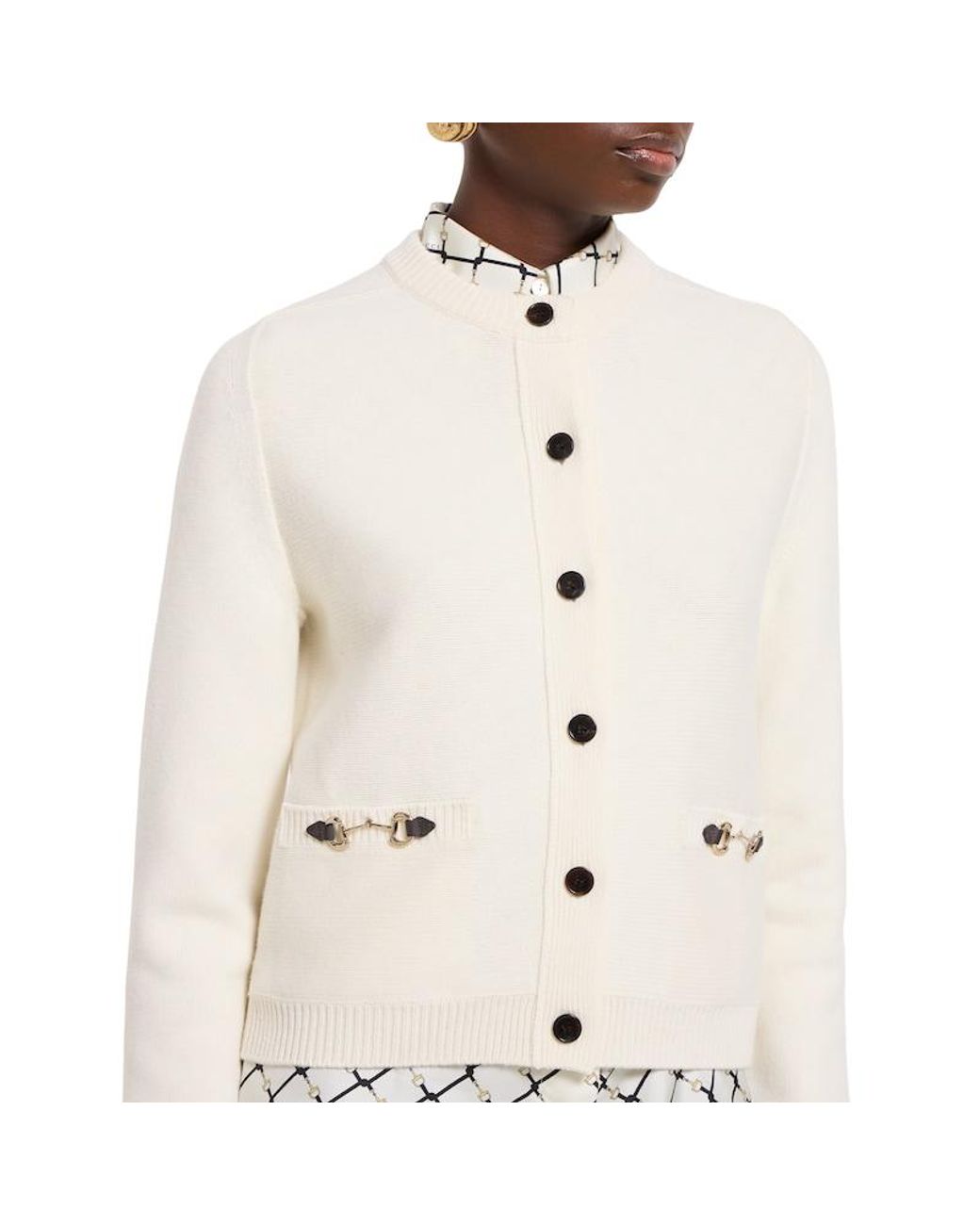 Gucci White Wool Cashmere Cardigan With Horsebit