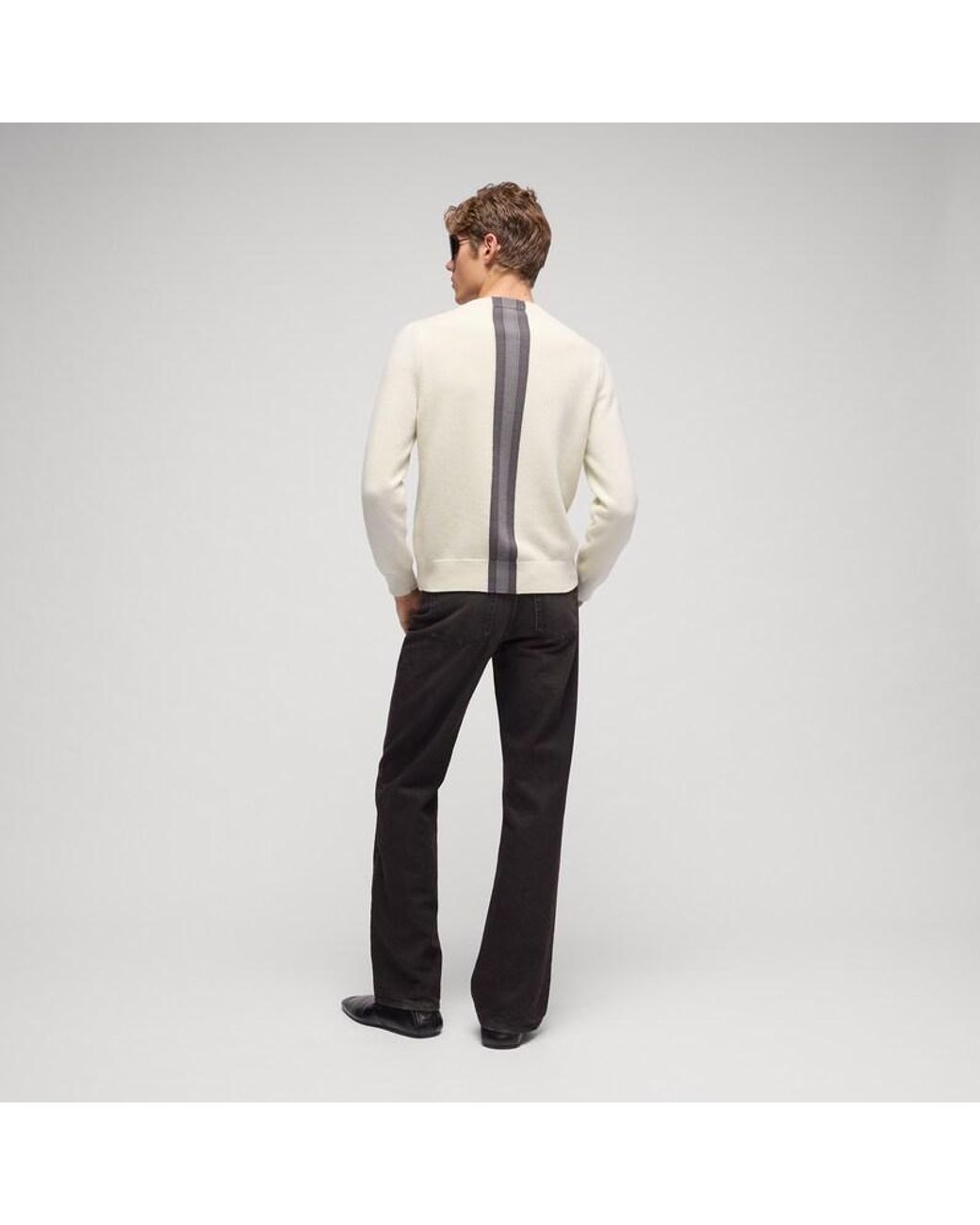 Gucci White Knit Wool Sweater With Muted Web, Size Xxl, Ready-To-Wear for men