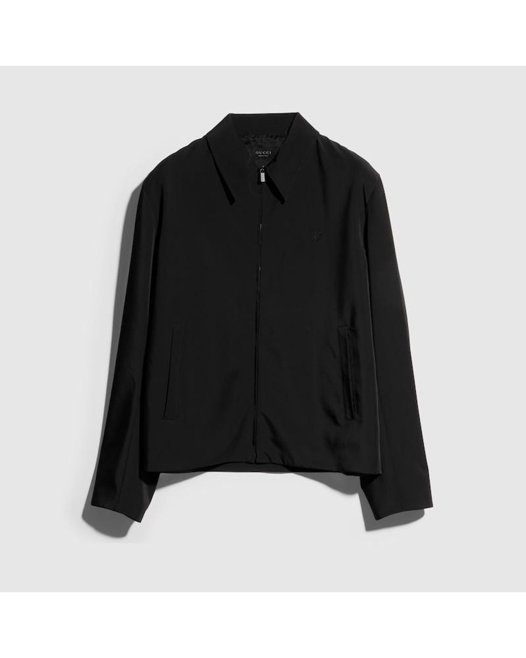 Gucci Black Stretch Polyester Zip Jacket With Embroidery, Size 50, Ready-To-Wear for men