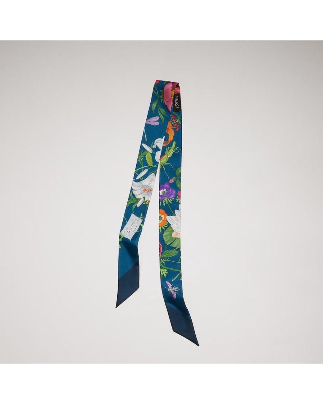 Gucci Blue Printed Silk Twill Ribbon, Silk