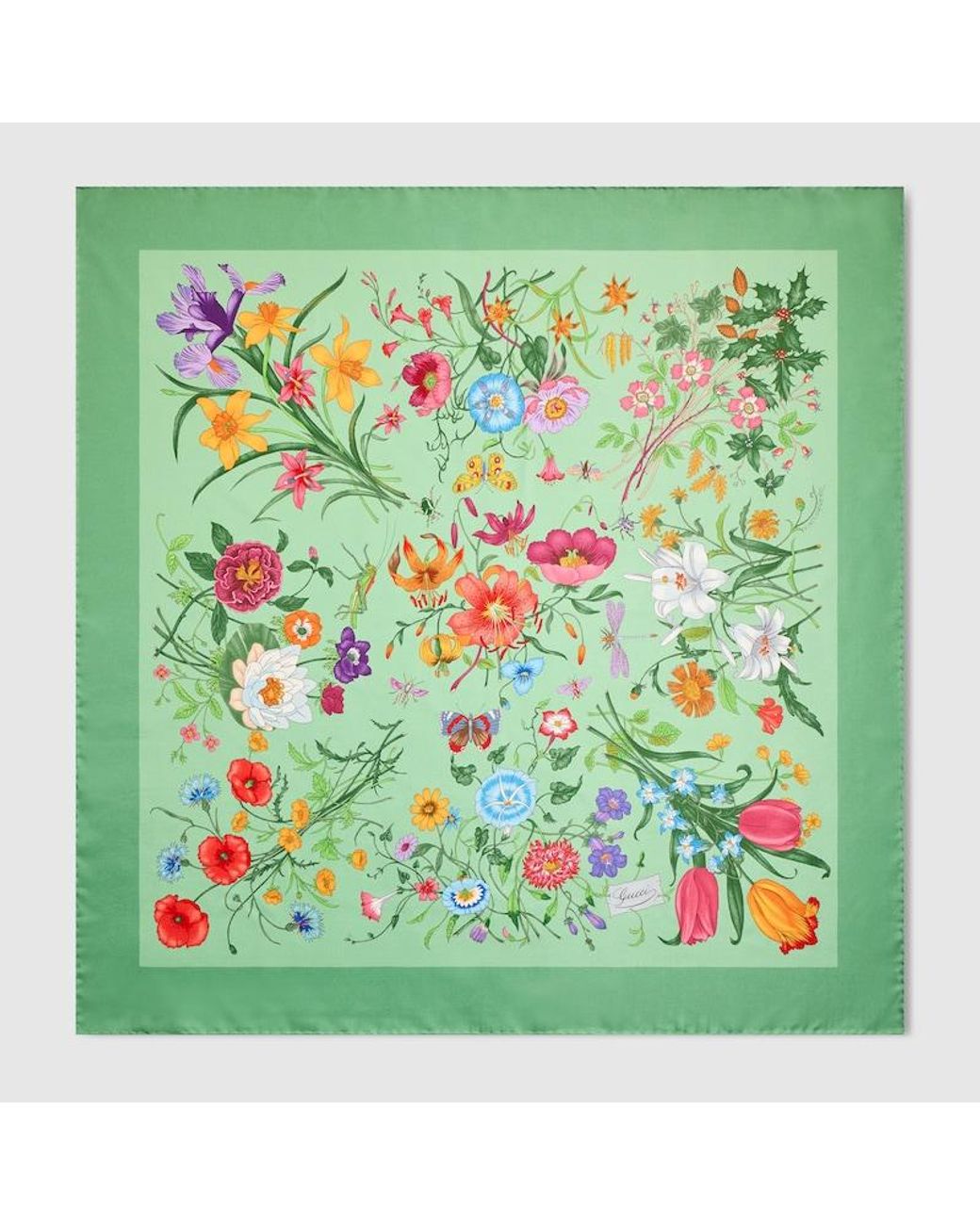 Gucci Green Printed Silk Twill Carré