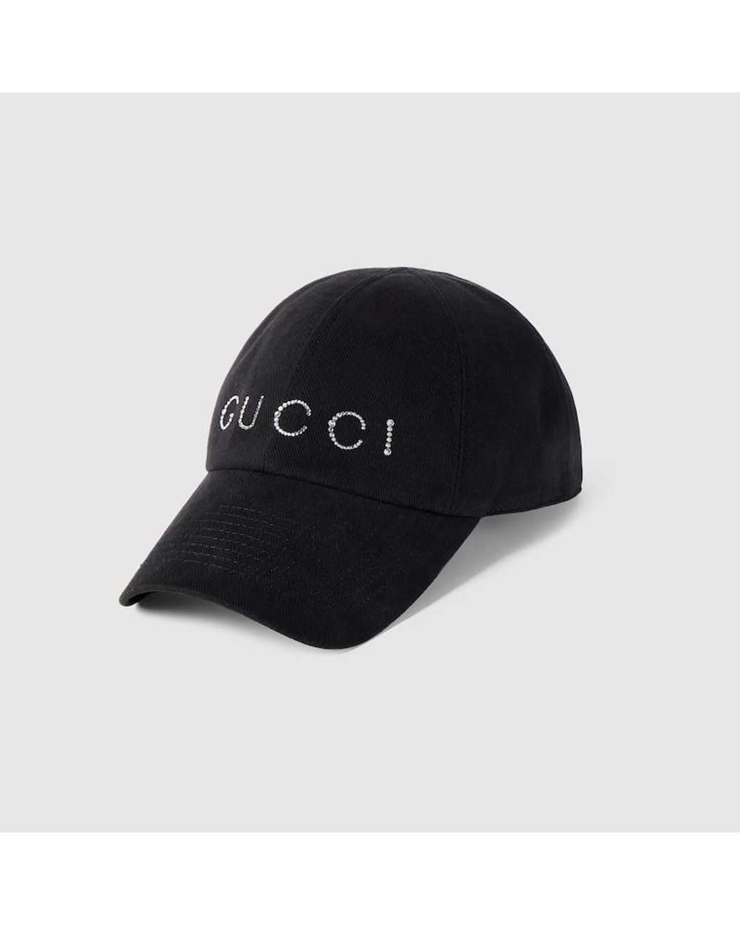 Gucci Black Canvas Baseball Hat With Print