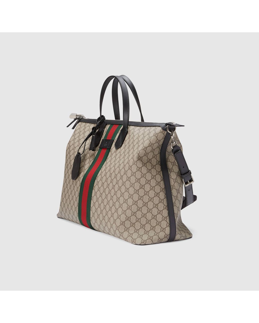 Gucci Web GG Supreme Duffel Bag in Gray | Lyst