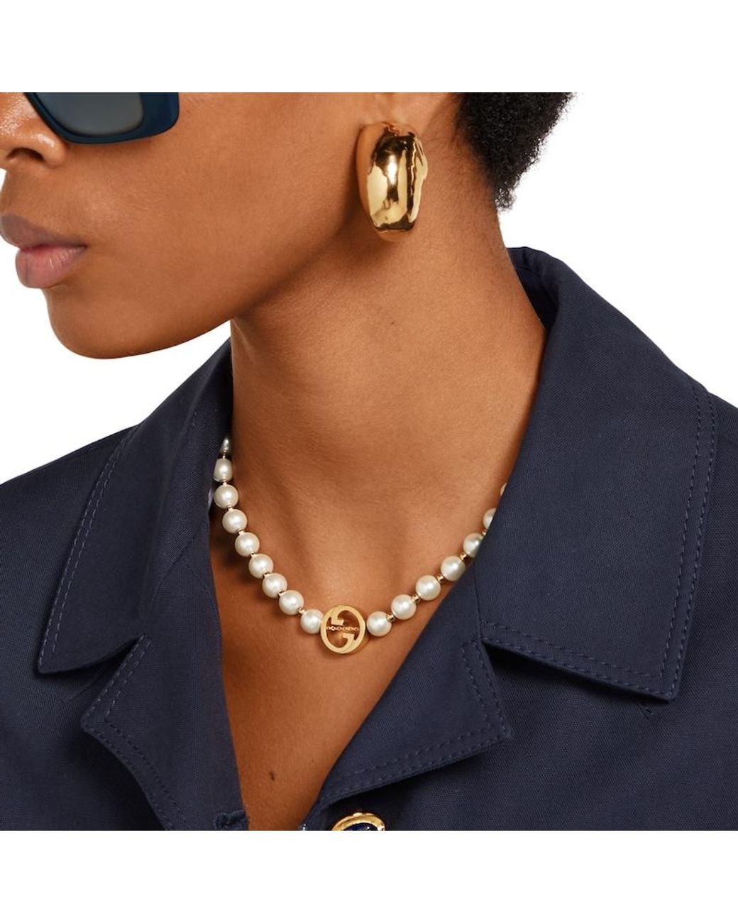 Collier De Perles Interlocking Gucci en coloris Metallic