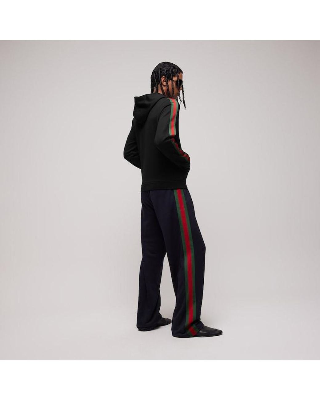 Gucci Black Silk Cotton Jersey Zip Jacket With Web for men