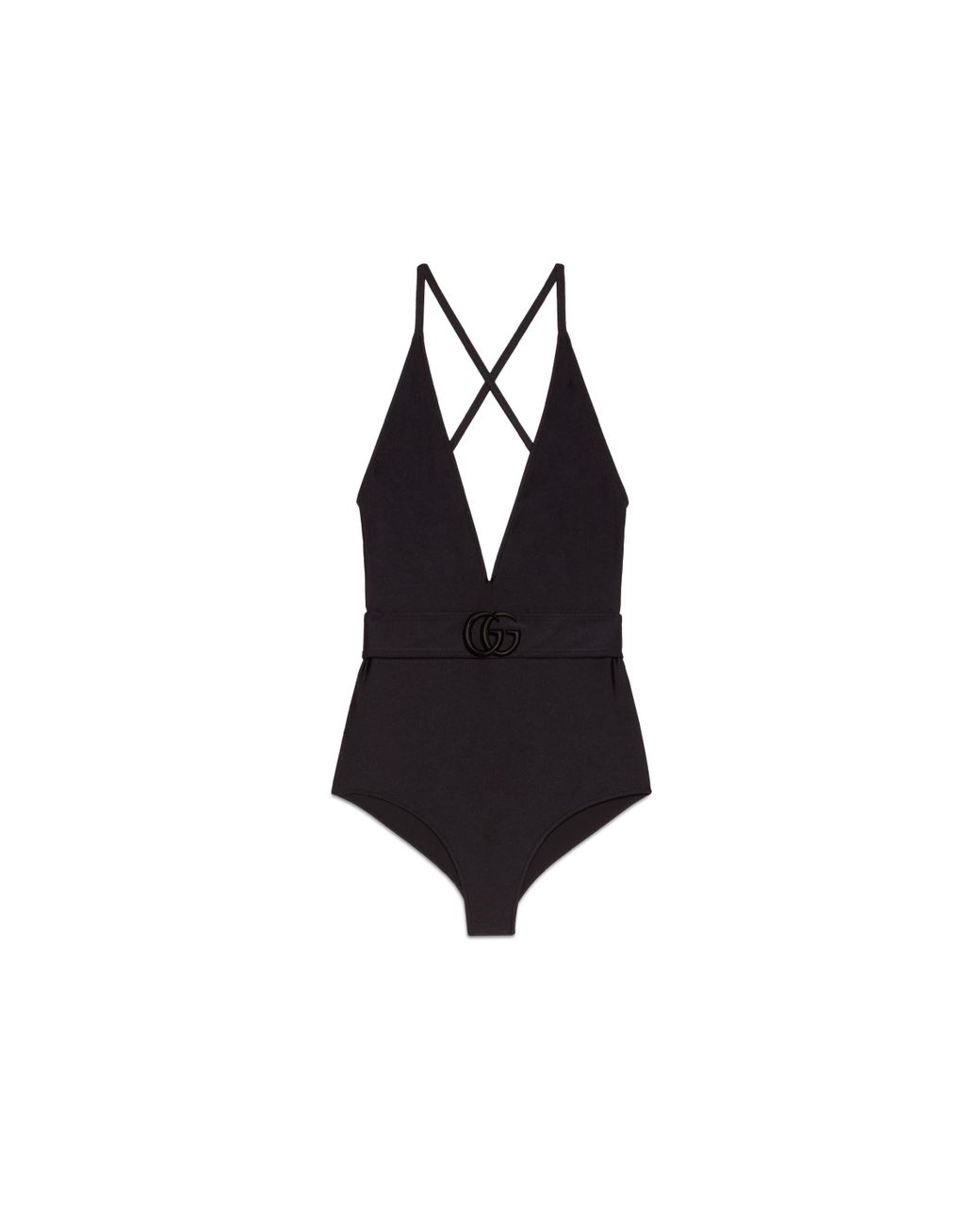 Gucci Sparkling Jersey Swimsuit With Double G in Black | Lyst