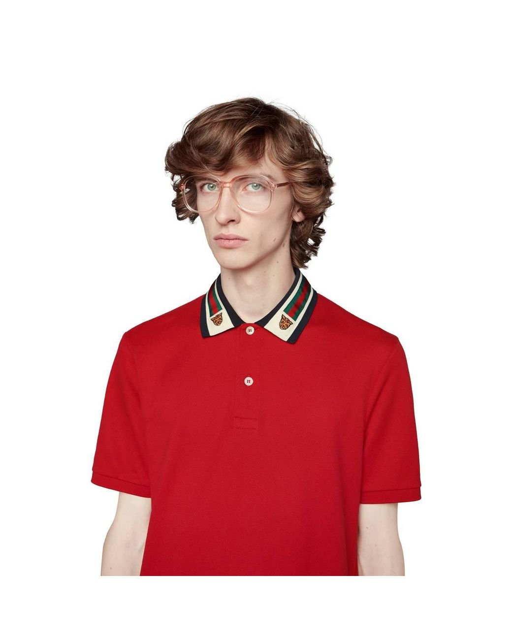 Gucci cotton polo with best sale web and feline head