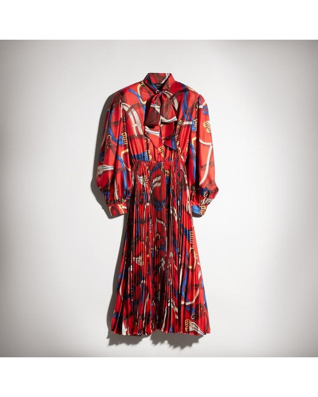 Gucci Red Printed Silk Twill Chemisier Dress