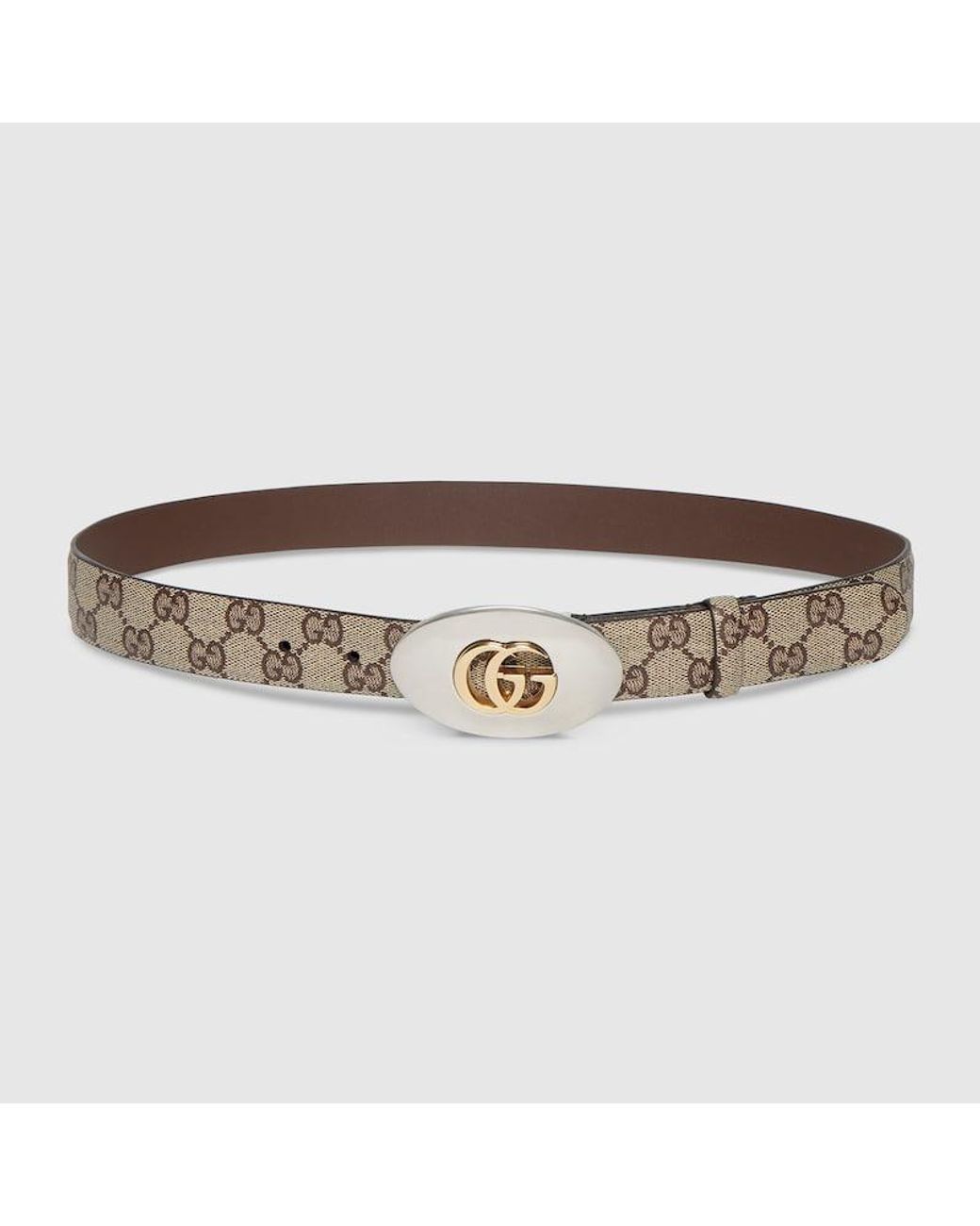 Gucci Brown Belt With Double G Plaque Buckle, Size 105