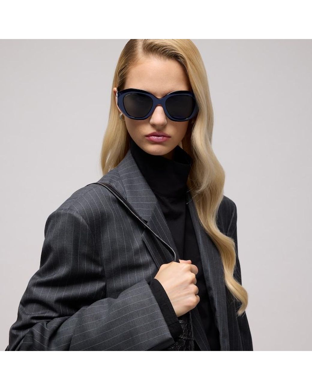 Gucci Blue Geometric-Frame Sunglasses
