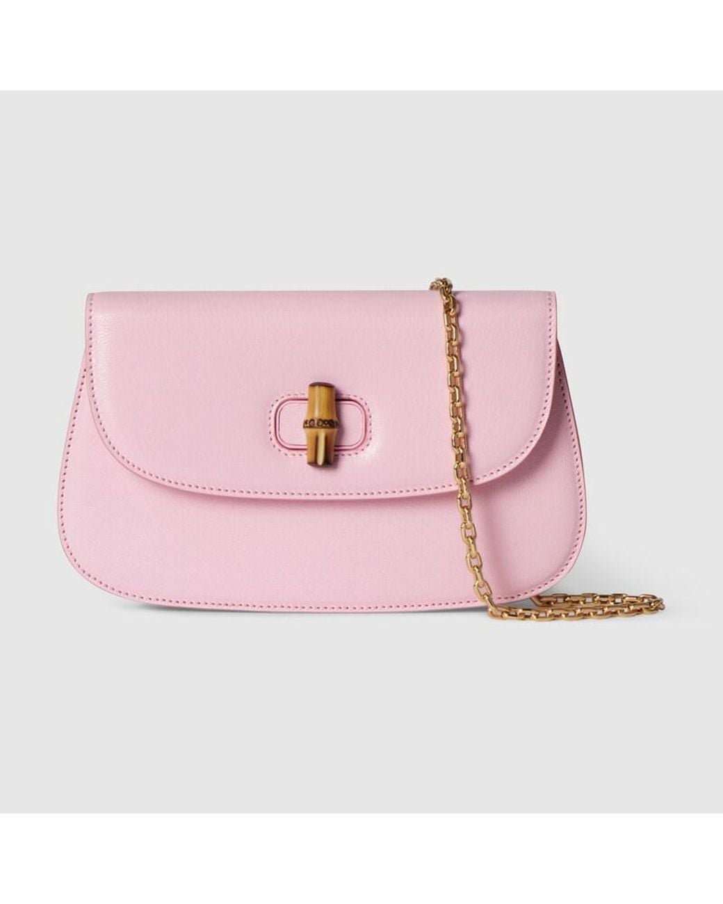 Gucci Pink Bamboo Clutch