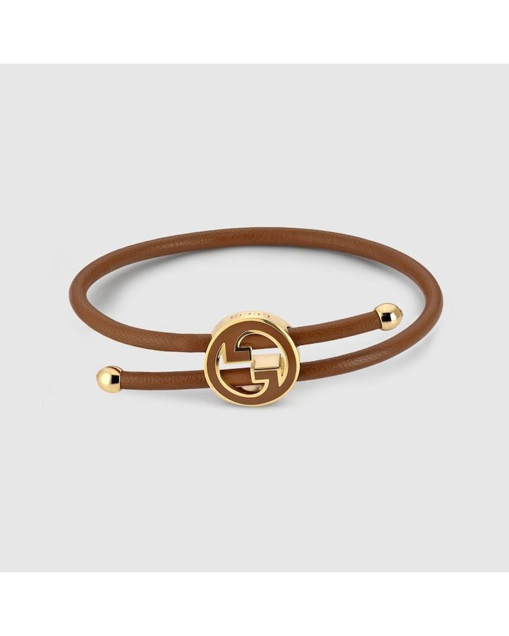 Gucci Brown Bracelet With Enamel Round Interlocking G