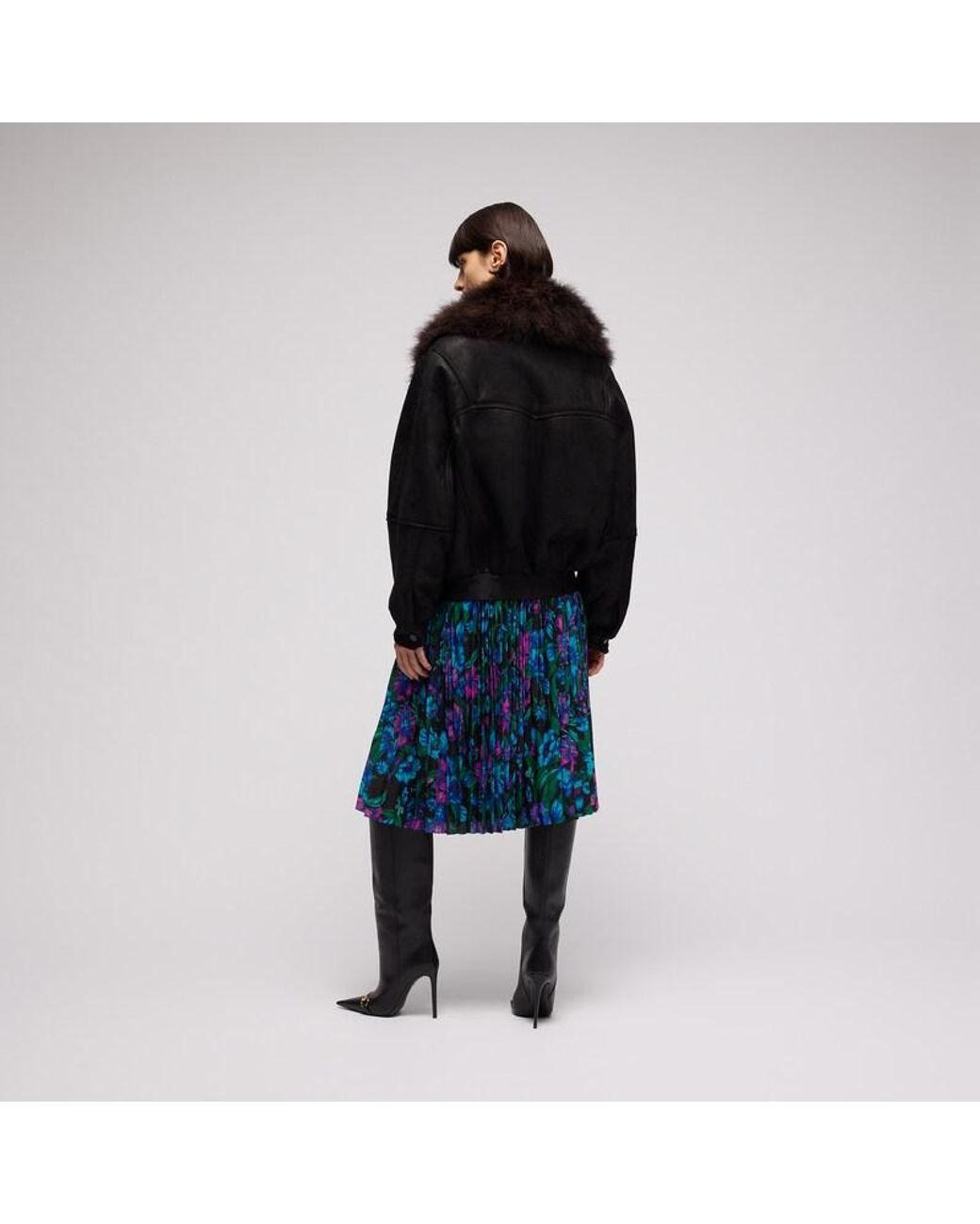 Gucci Blue Printed Silk Crêpe De Chine Midi Skirt, Size 38 It, Ready-To-Wear