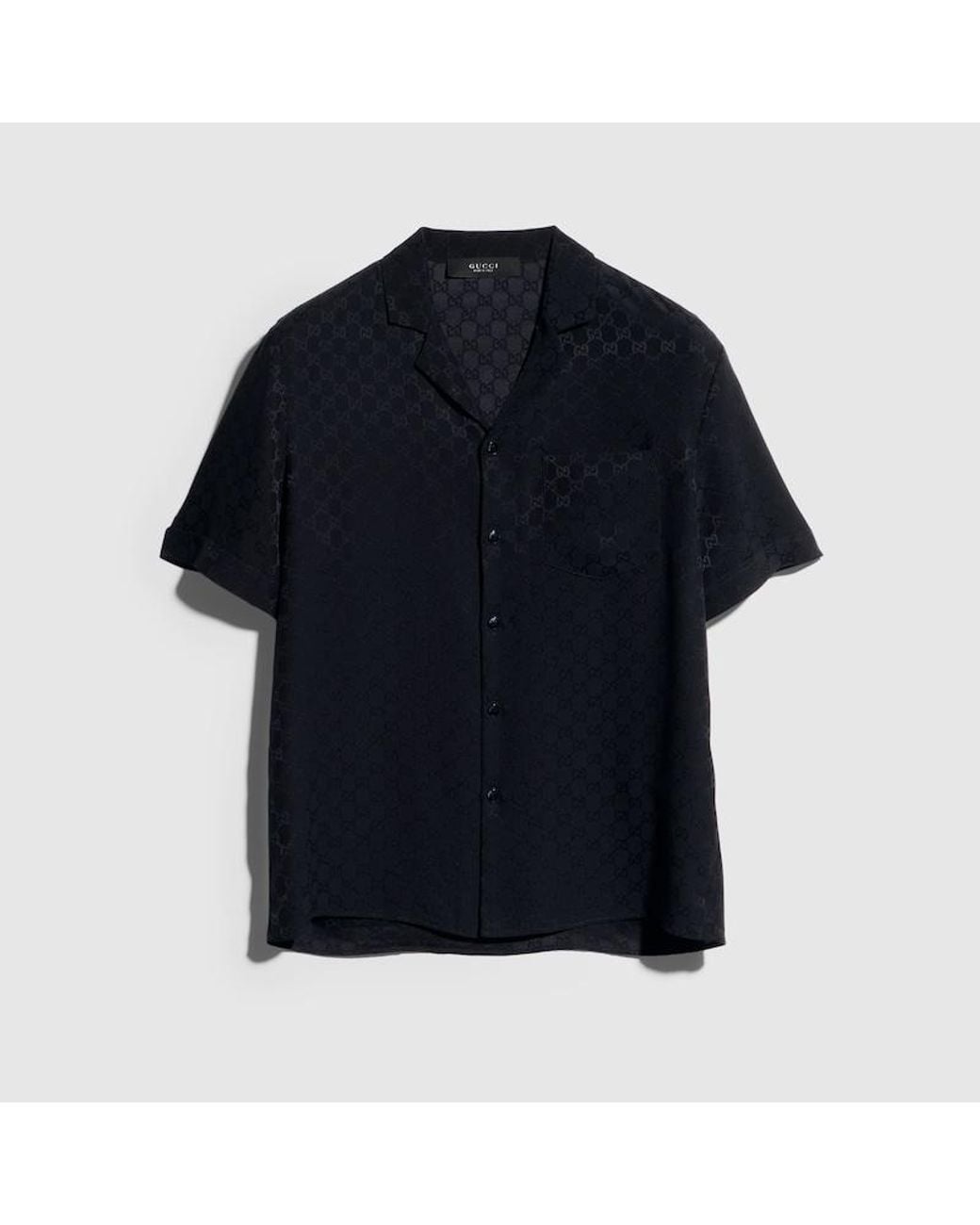 Gucci Blue Gg Silk Jacquard Bowling Shirt for men
