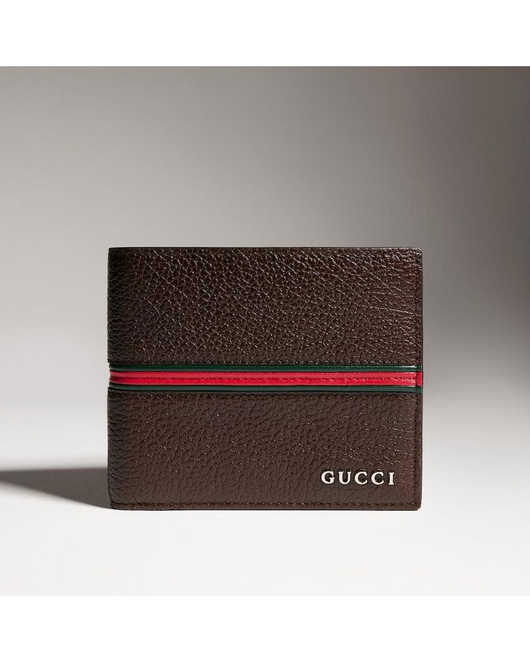 Gucci Brown Bi-Fold Wallet With Web for men