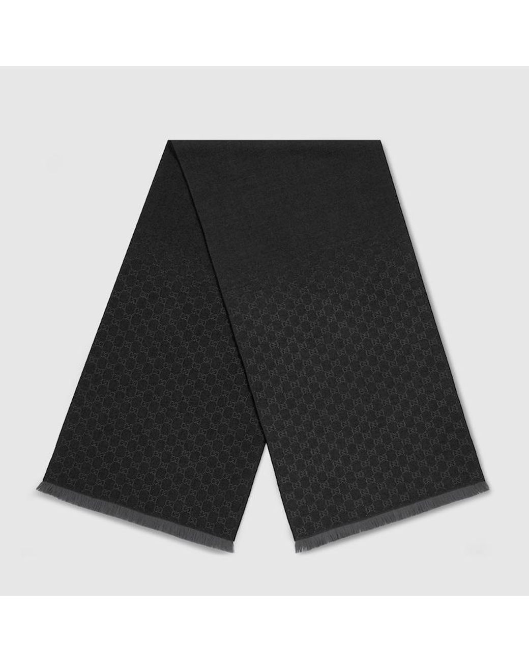 Gucci Black Gg Wool Scarf