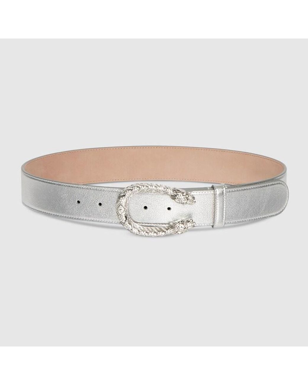 Gucci Gray Dionysus Crystal Wide Belt, Size 100