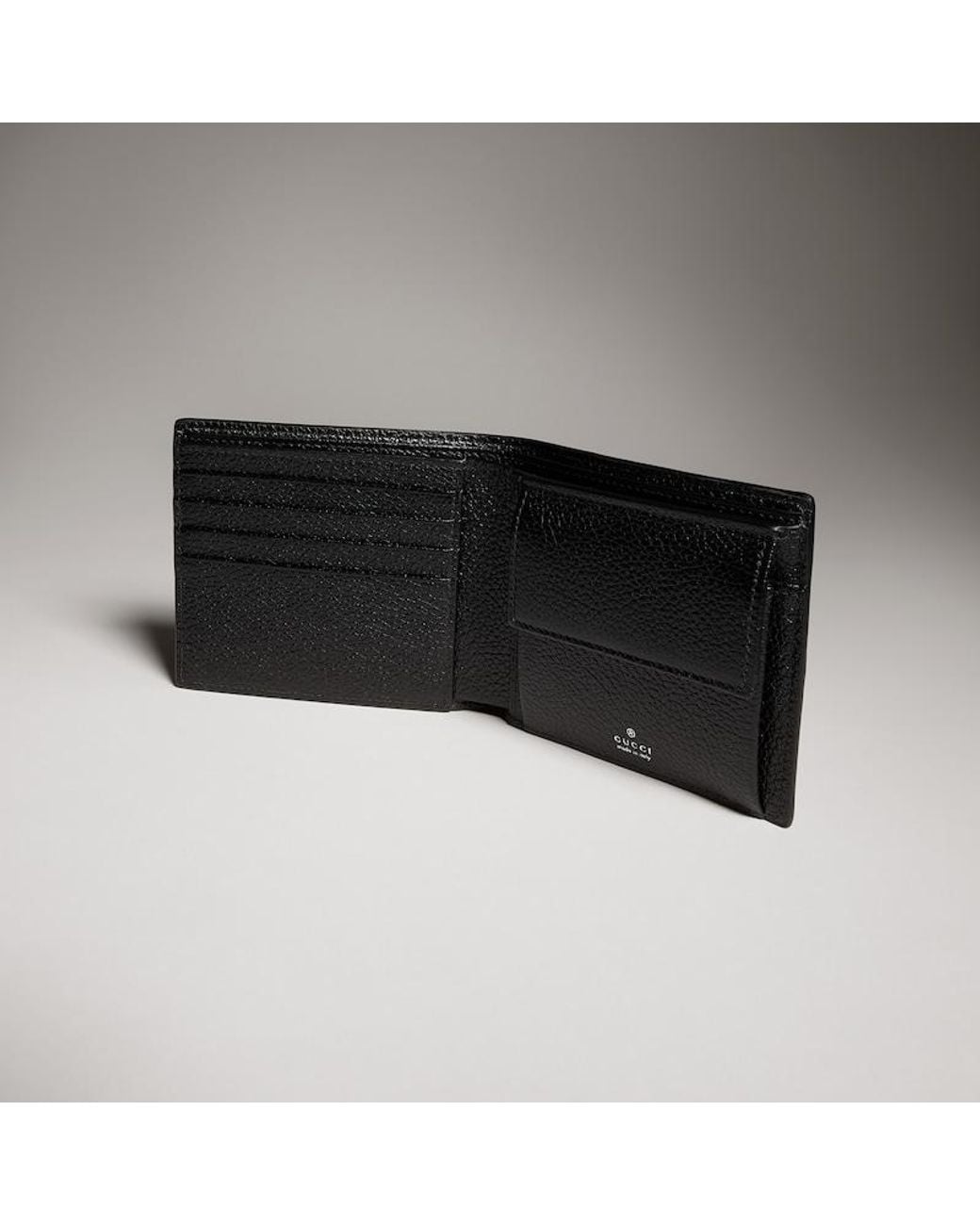 Gucci Black Bi-Fold Coin Wallet With Web for men