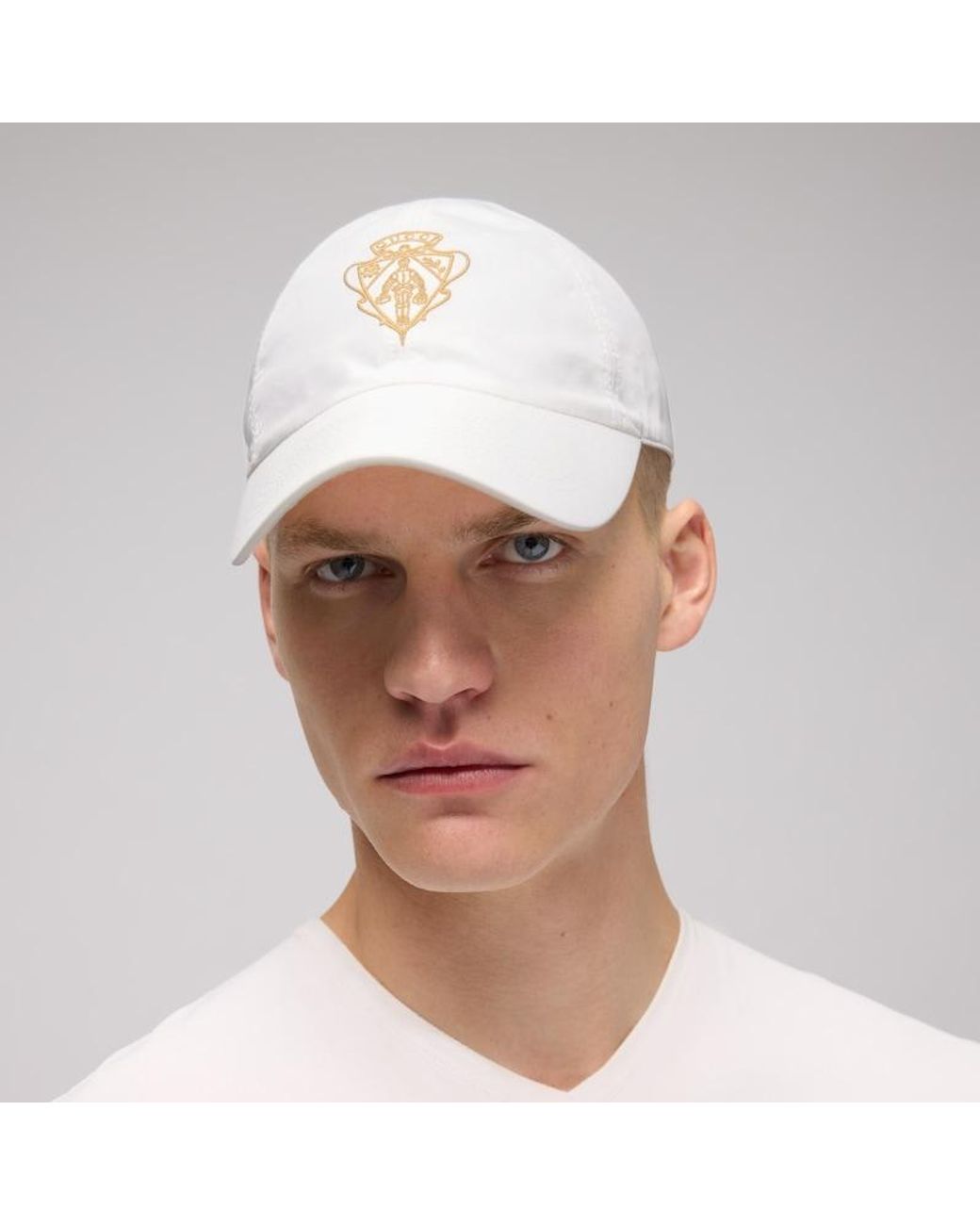 Gucci White Cotton Baseball Hat With Embroidery for men