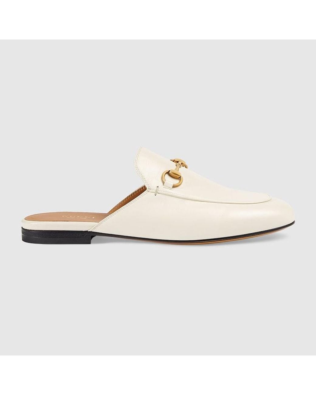 Gucci White Princetown Leather Backless Loafer