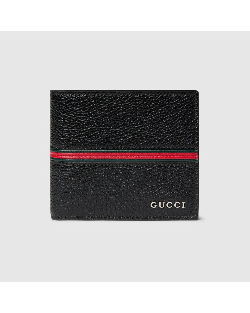Gucci Black Bi-Fold Coin Wallet With Web for men