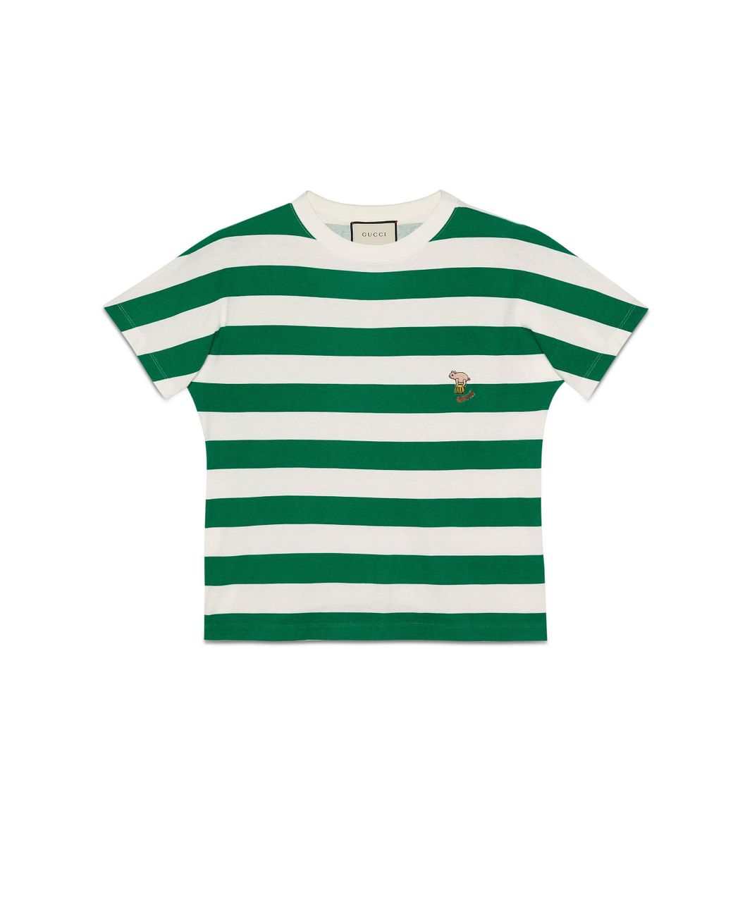 Gucci Cotton Striped T-shirt With Piglet Patch in Green for Men - Lyst