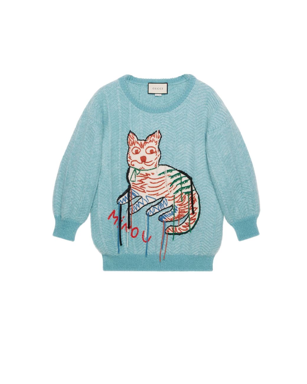 Gucci Mohair Sweater With Cat Intarsia in Blue - Lyst