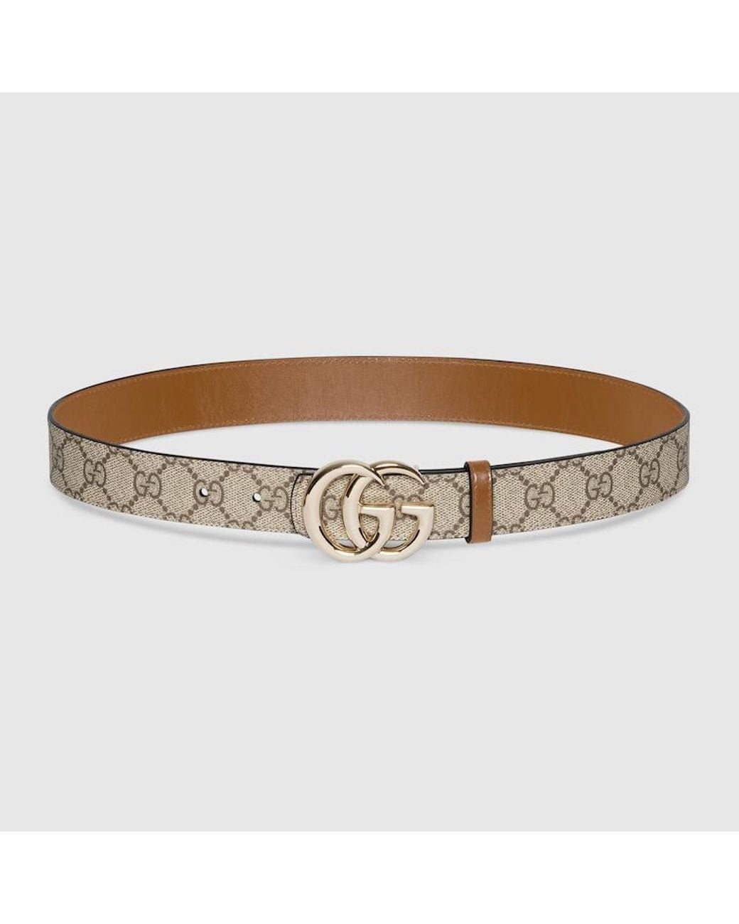 Gucci Brown Reversible Gg Marmont Belt, Gg Canvas