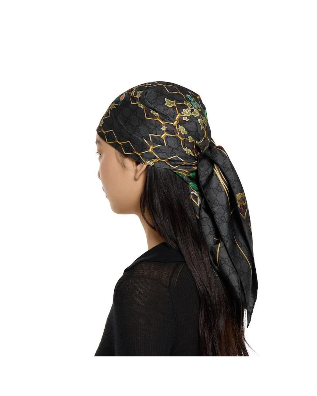 Gucci Green Printed Silk Twill Carré, Silk
