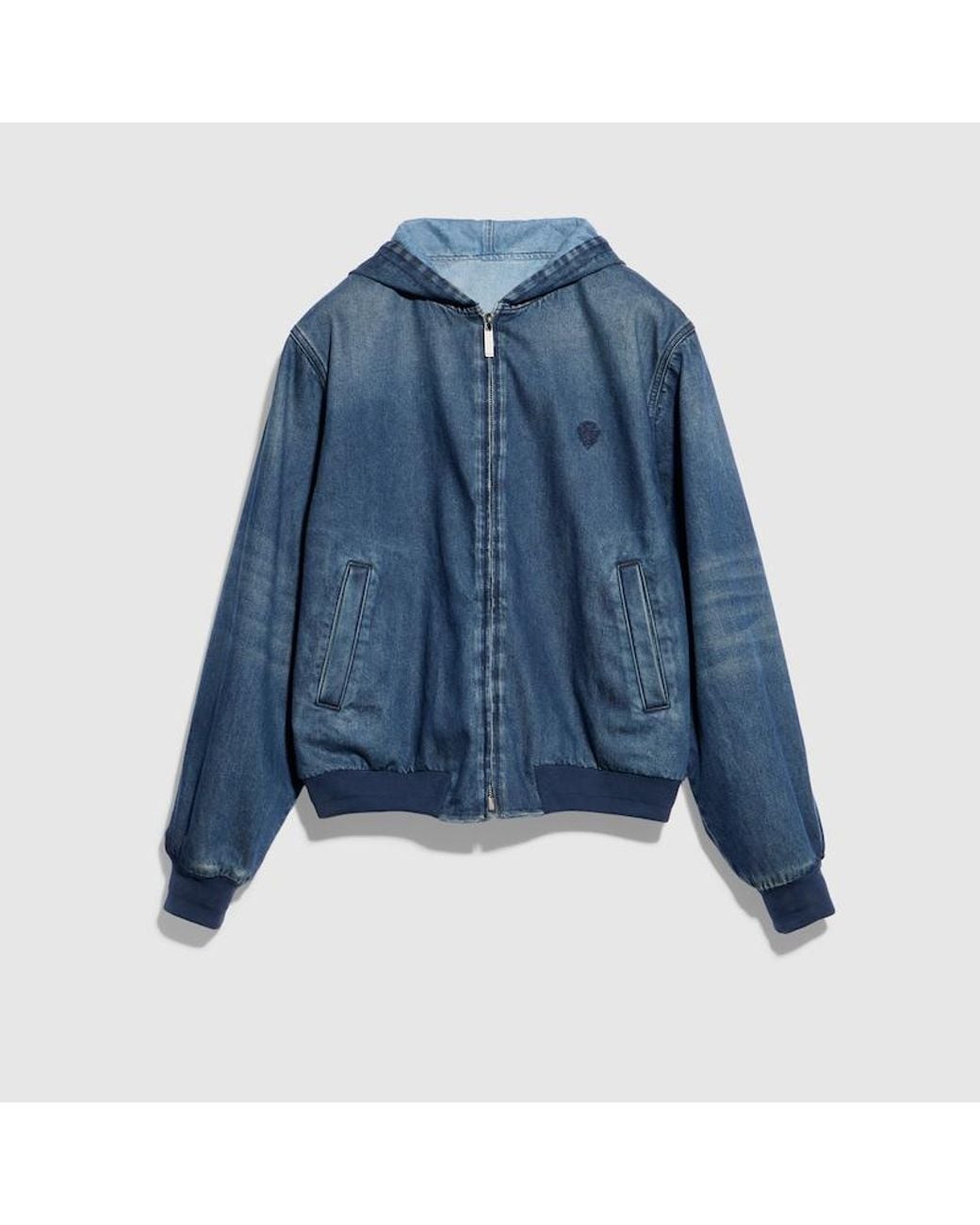 Gucci Blue Reversible Cotton Denim Zip Jacket for men