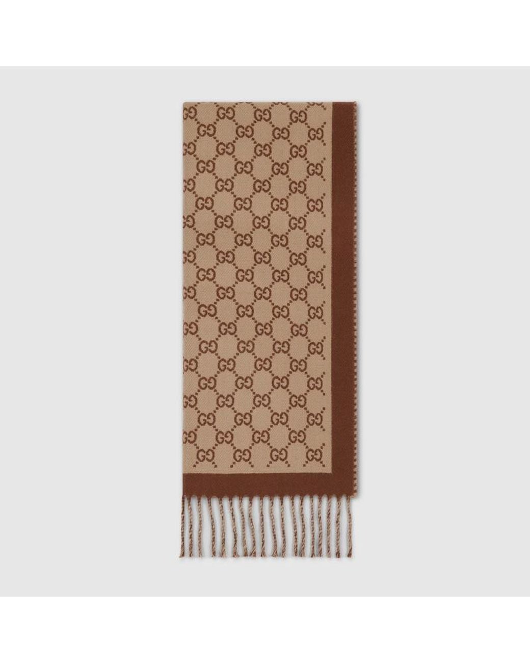 Bufanda De Lana Con Gg Gucci de color Brown