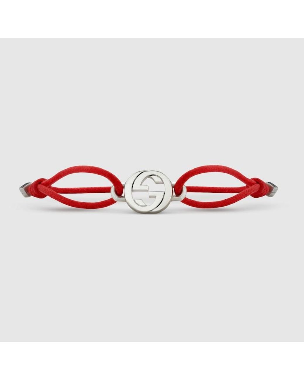 Gucci Red Interlocking Cord Bracelet