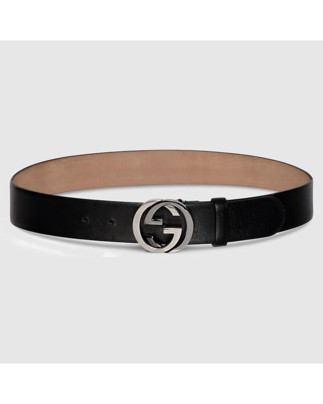 Gucci Black Wide Belt With Interlocking G Buckle, Size 100 for men
