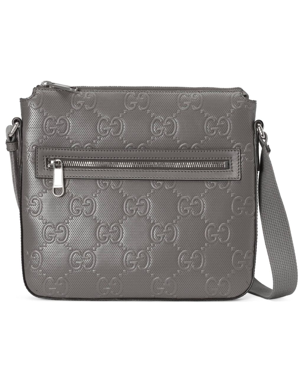 Gucci GG Embossed Messenger Bag in Gray for Men Lyst