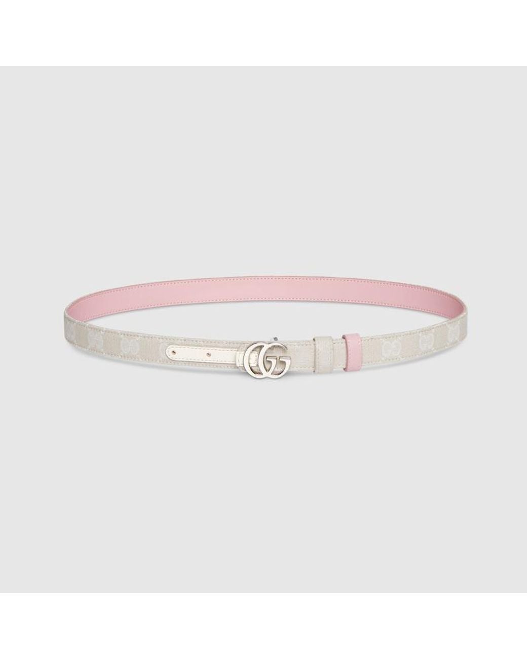 Gucci Pink Reversible Gg Marmont Thin Belt, Size 65