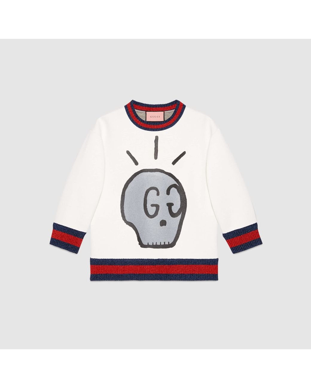 Gucci Ghost Cotton Sweatshirt in White | Lyst
