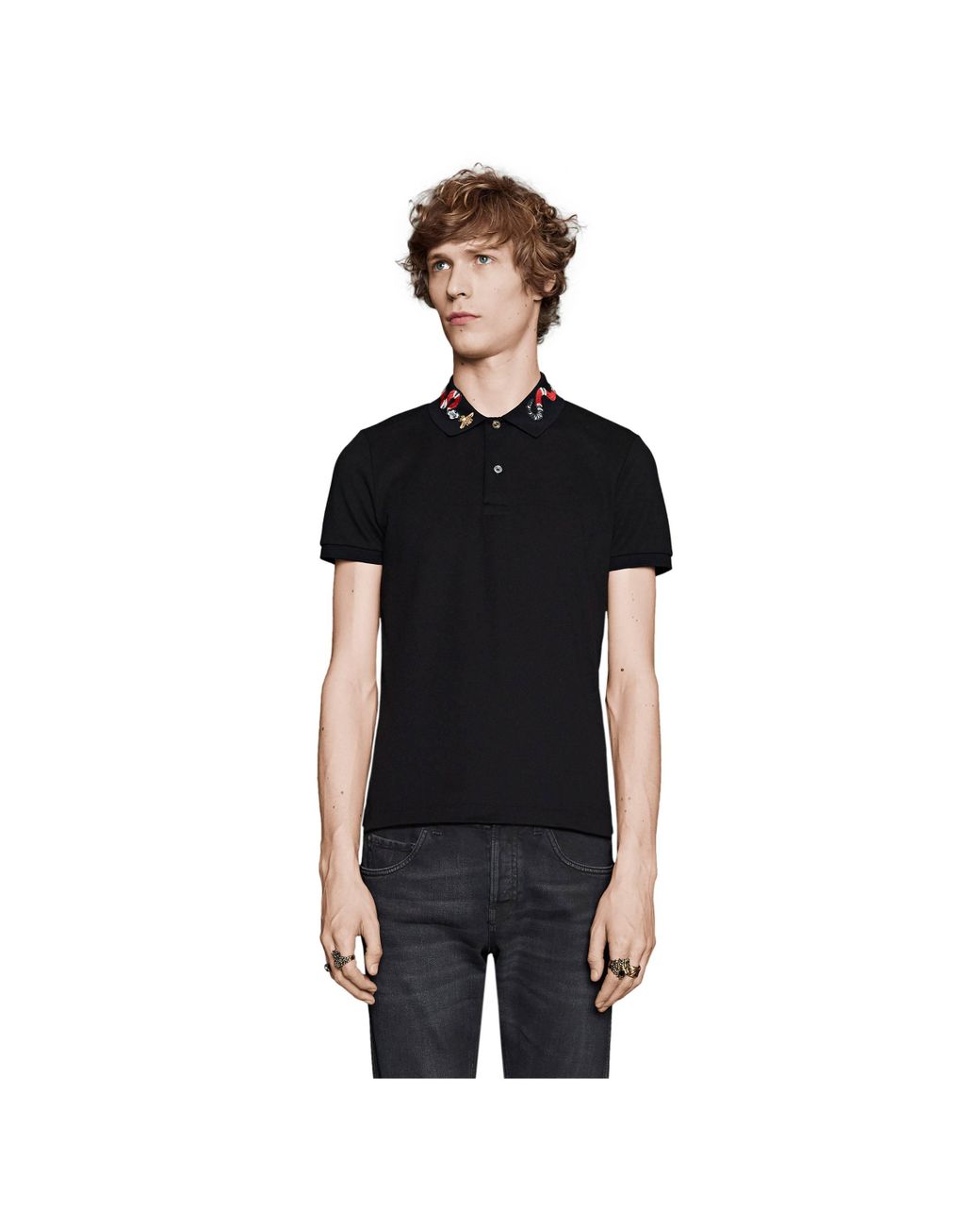 Gucci Cotton Polo With Kingsnake Embroidery in Black for Men Lyst UK