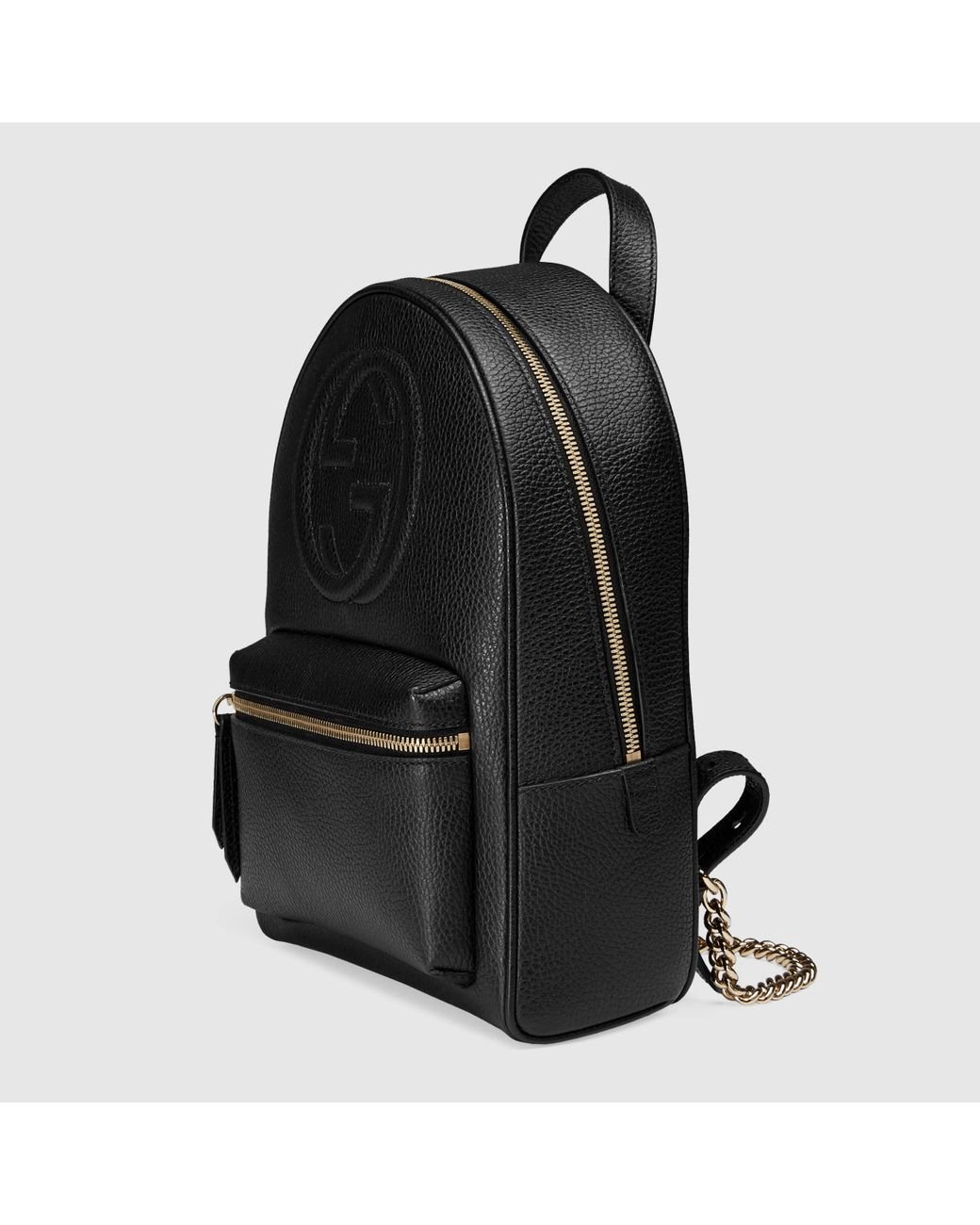 Gucci Soho Leather Chain Backpack in Black