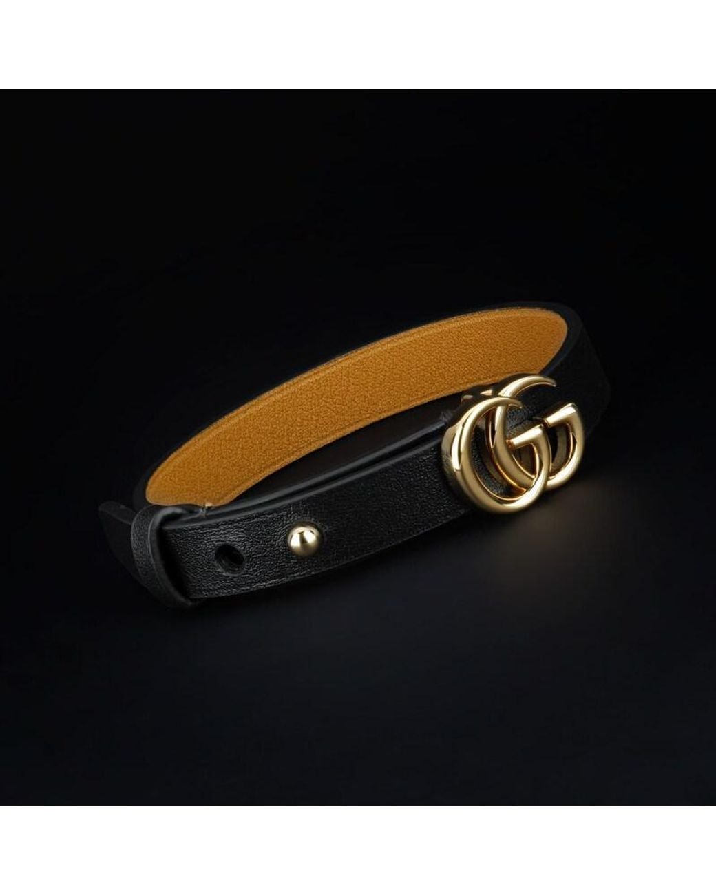 Gucci Brown Leather Bracelet With Double G