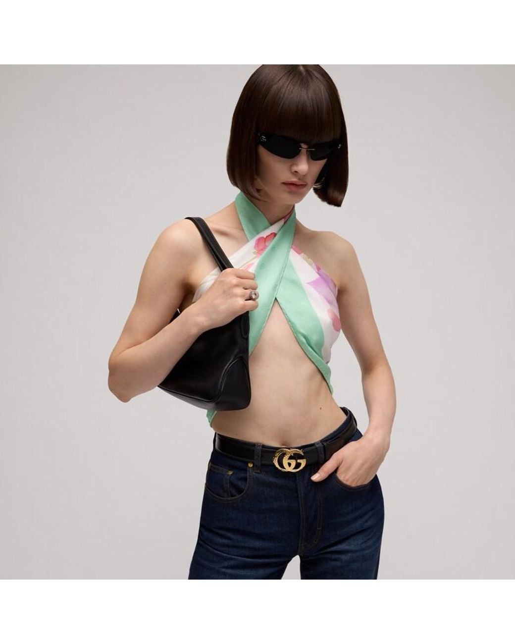 Gucci Pink Printed Double G Silk Carré