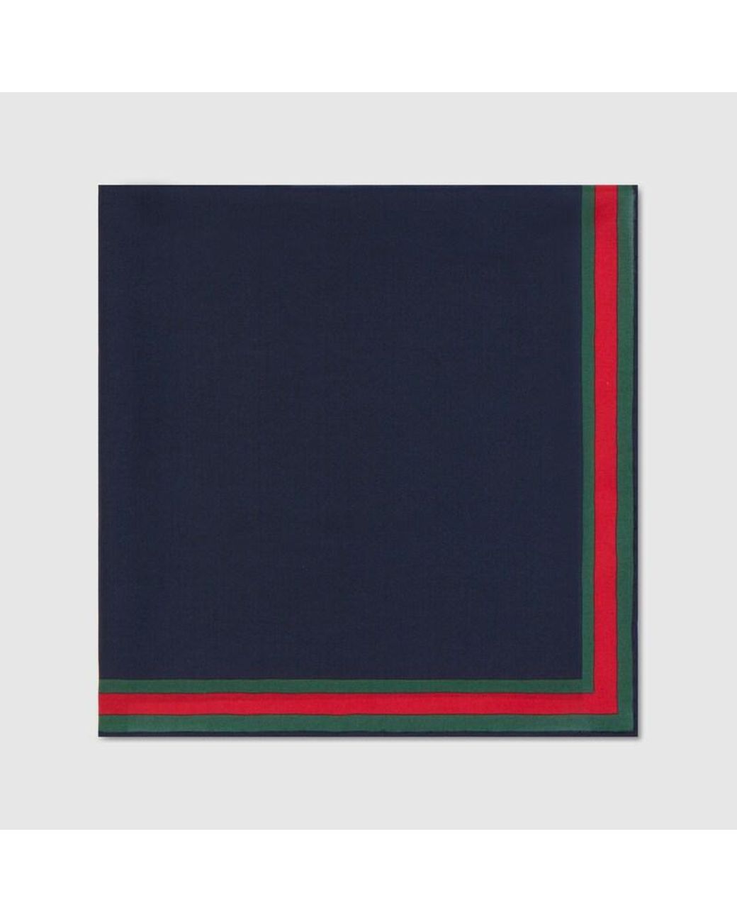 Gucci Blue Cotton Silk Pocket Square With Web for men