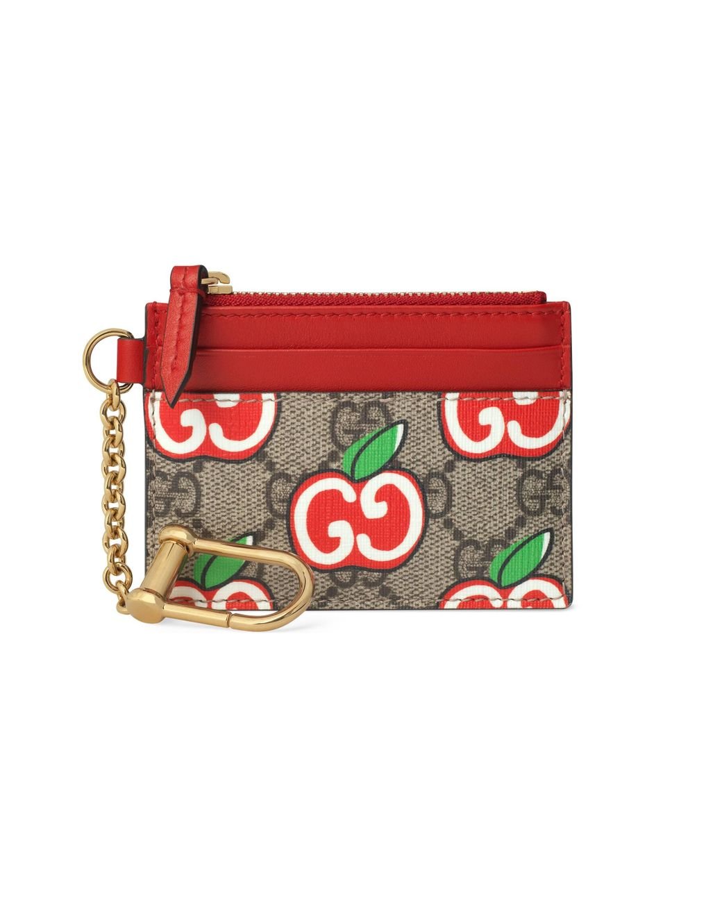 Gucci Keychain Wallet With GG Apple Print in Natural | Lyst