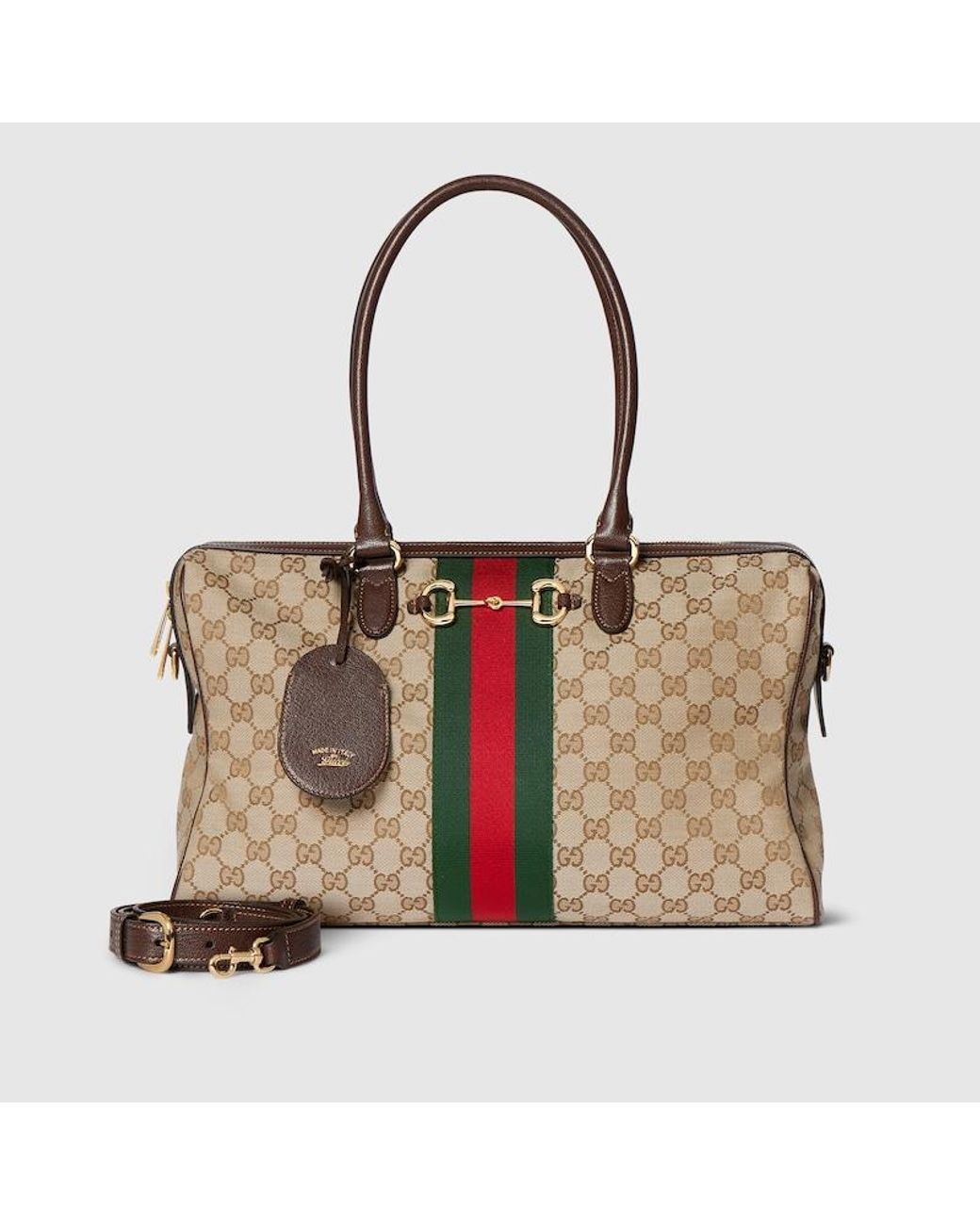 Gucci Brown Borsetto Large Boston Bag, Gg Canvas
