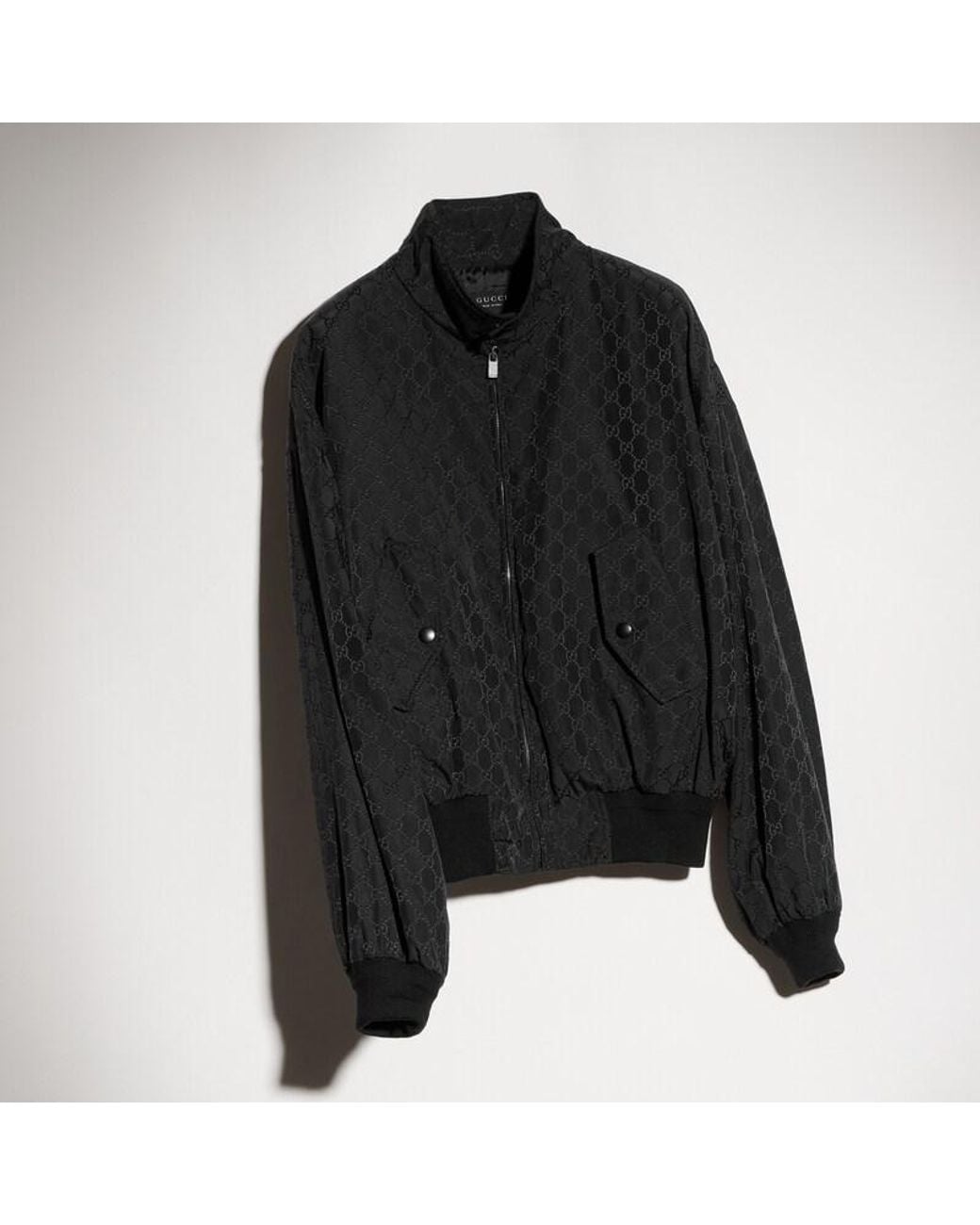 Gucci Black Gg Technical Cotton Jacquard Zip Jacket for men