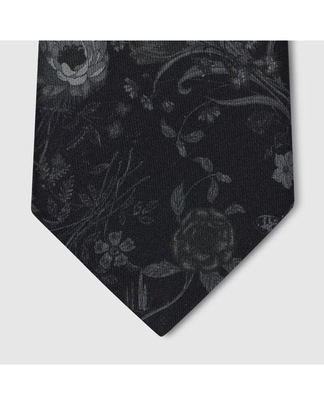 Gucci Black Printed Silk Tie for men