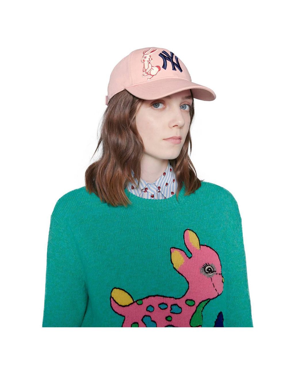 Gucci New York Yankees Mlb Patch Velvet Baseball Hat In Pink