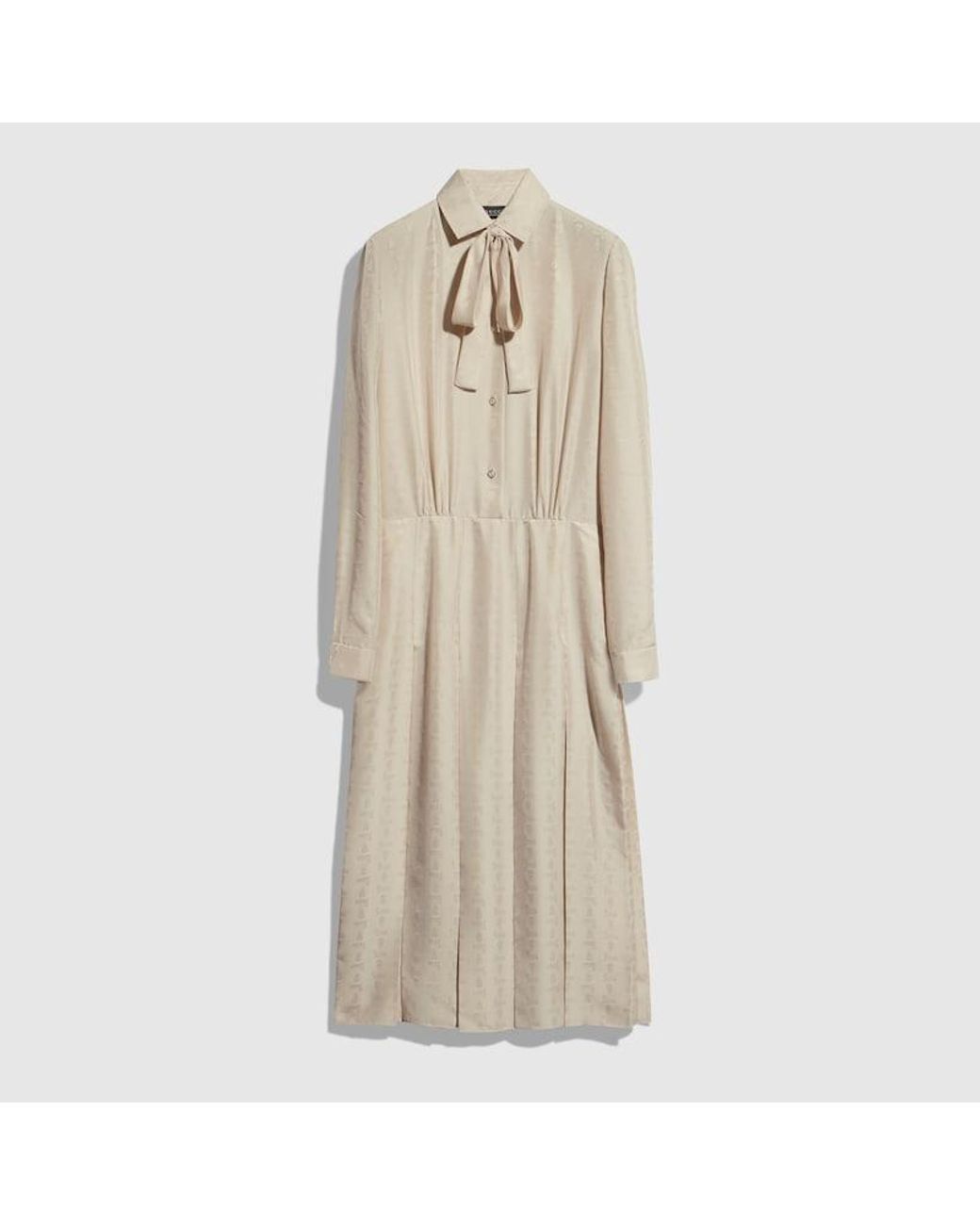 Gucci Natural Crest Silk Jacquard Dress