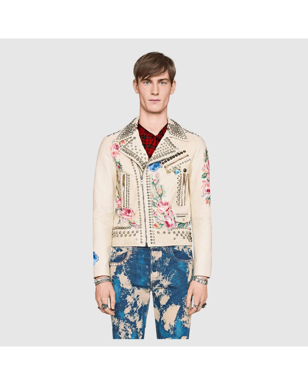 Gucci Hand-painted Leather Biker Jacket 