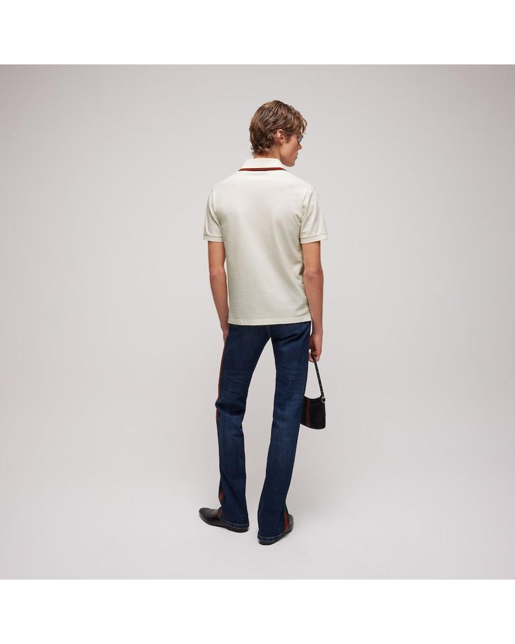 Gucci White Cotton Jersey Piquet Polo Shirt for men