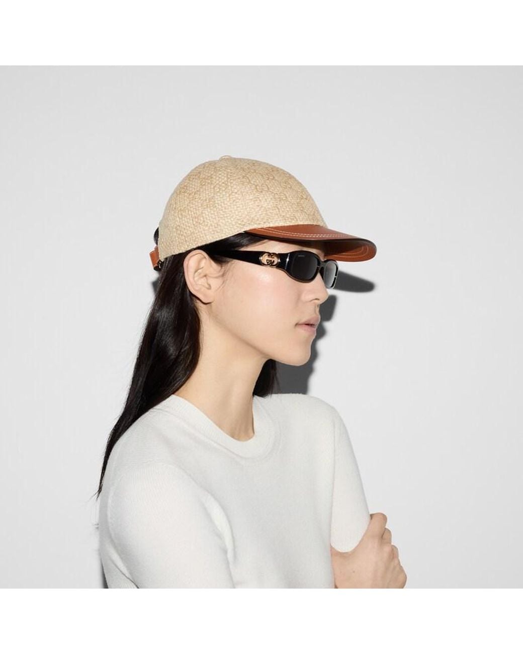 Gucci Baseball Hat With Leather Brim in Natural | Lyst UK display picture 3